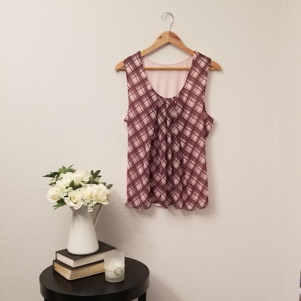 Plaid Chiffon Front Top